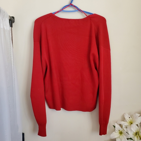 BNWT Dynamite Puff Sleeve V-Neck Luca Sweater in Red - Picture 5 of 15
